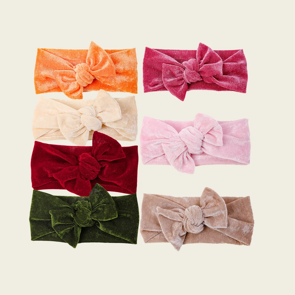 24pc/lot New Velvet Bow Headband Baby Bowknot Turban For Newborn Girls Sweet Infant Hair Band Handmade Kid Hair Accessorries