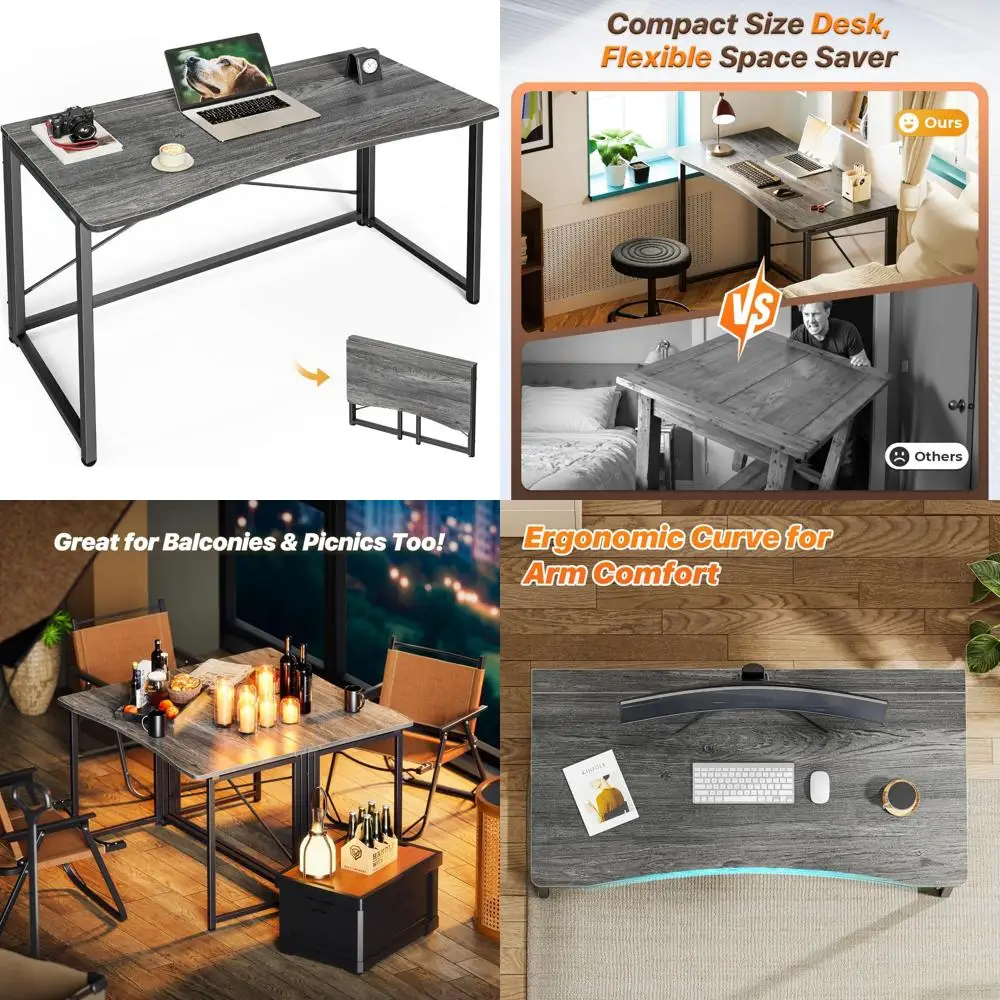 

Компактный складной стол 39,3 дюйма для небольших помещений, идеально подходит для домашнего офиса, кабинета, спальни, общежития, компактное решение