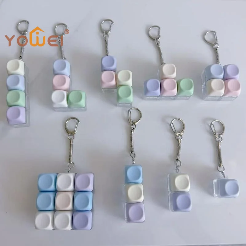 Latest 1/2/3/4/9 Key Keyboard Key Toy Button Keycap  Keychain Finger Keyring Decompression Toy Stress Relief Pass Time For Adult