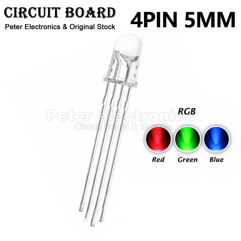 100pcs Multicolor 4pin F5 5mm RGB Led Emitting Diode Light Red Green Blue Anode Cathode 3V Lamp Tricolor Indicator for Arduino