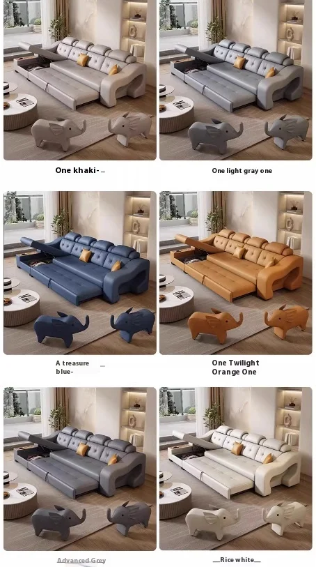 Modern Simple Dual-Use Leather Sofa Bed Multifunctional Charging Storage Speaker Foldable Extendable Pull-Out Bedroom Modular