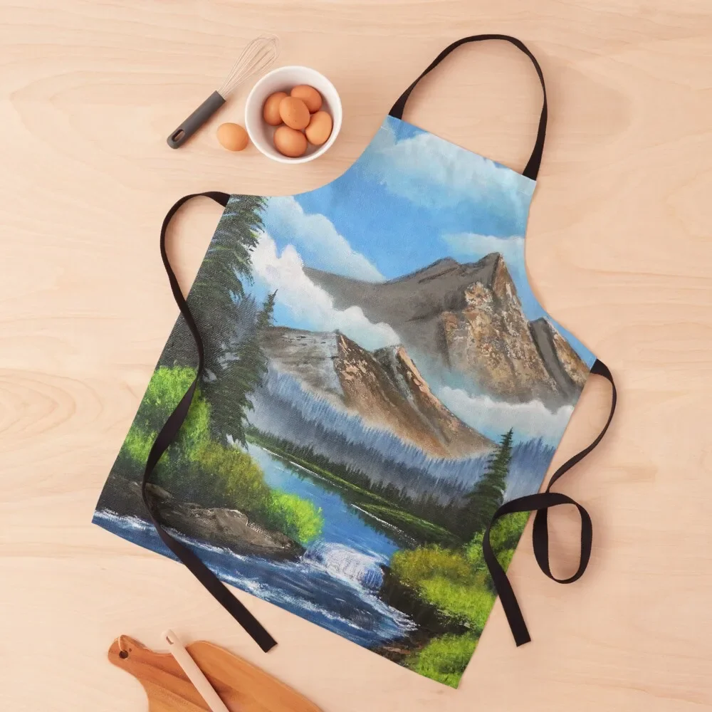 

Bob Ross Inspired Landscape - Mountain Art Apron Men kitchen cleanings Kitchen Things For Home Kitchen Women Apron