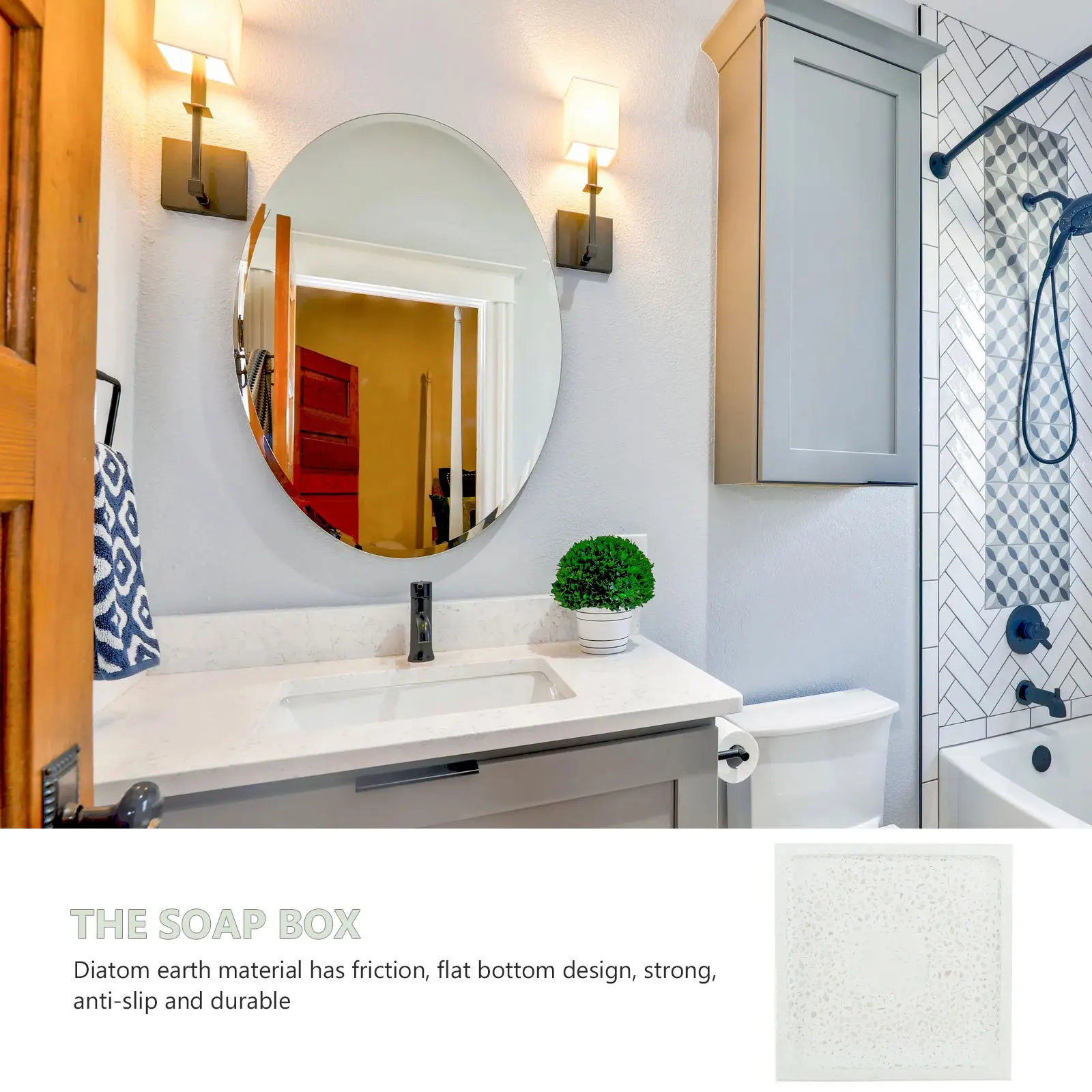 

Diatomite Soap Tray Holder Bathroom Antislip Quick Dry Water Absorbent Soap Dish Case Healthy Material