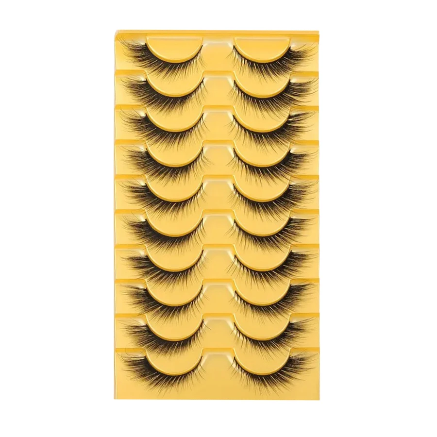 10 أزواج من الرموش الصناعية الناعمة ذات العين المانجو ثلاثية الأبعاد الطويلة والسميكة، لافتة للنظر، رموش صناعية كاملة، تعزز مظهر العين