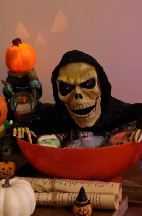 

Halloween Decorations Pumpkin Lanterns Desktop Ornaments Glowing Electric Induction Skull Candy Plates Children'S Toys Gifts