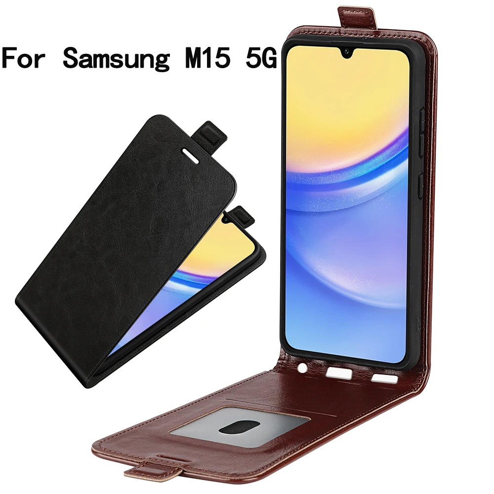 For Samsung Galaxy M15 5G Case Flip Leather Cases Soft Cover Vertical Wallet Leather Credit Card Slot For Samsung Galaxy M15 5G