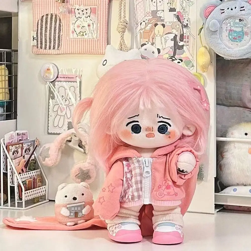 New 20cm Doll Clothes Cartoon Rabbit Ear Pink Grey Doll Rabbit Ear Coat Photo Props Changing Dress Game Replacement Outfit Gift