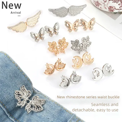 Jeans Button Adjustable Clips for Pant Skirts Waist Tightener Buckle Snap Button Adjuster Butterfly Pin Button Clothing Supplies