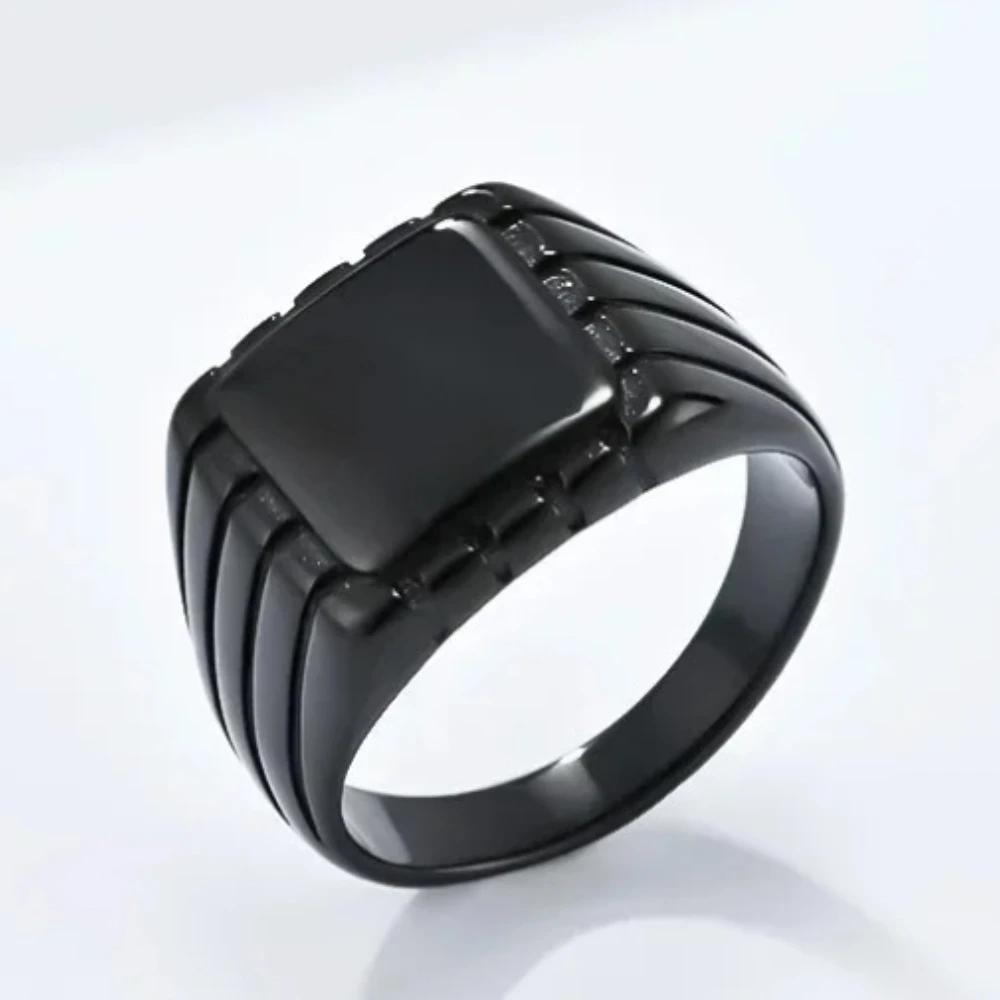 Smooth Square Seal Geometric Rings Stainless Steel Men Finger,Simple Fashion Jewelry