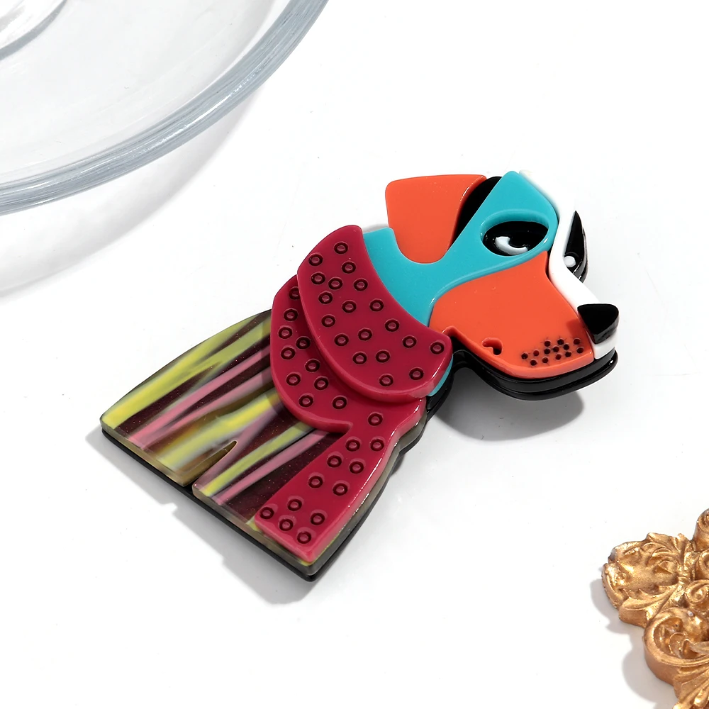 Neue Mode Acryl Bunte Schal Hund Broschen für Frauen Unisex Nette Tiere Spleißen Abzeichen Schmuck Geschenke Kleidung Zubehör – Detail 7