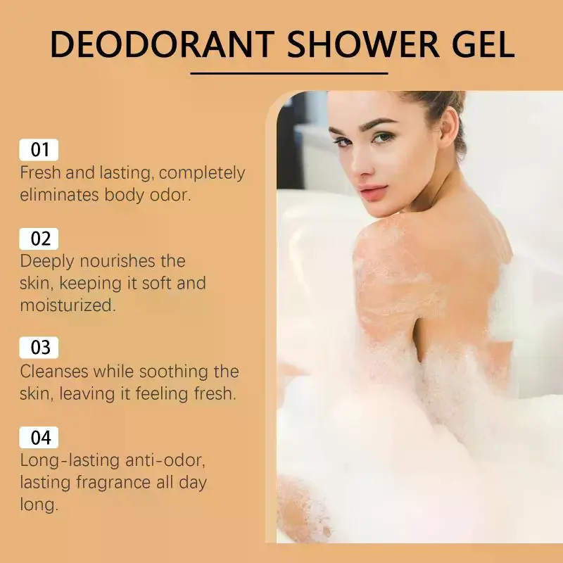 OceAura Persimmon Deodorizing Shower Gel Odor Remover Sweat Stains Body Cleaning Lasting Fragrance Smoothing Nourish Body Wash