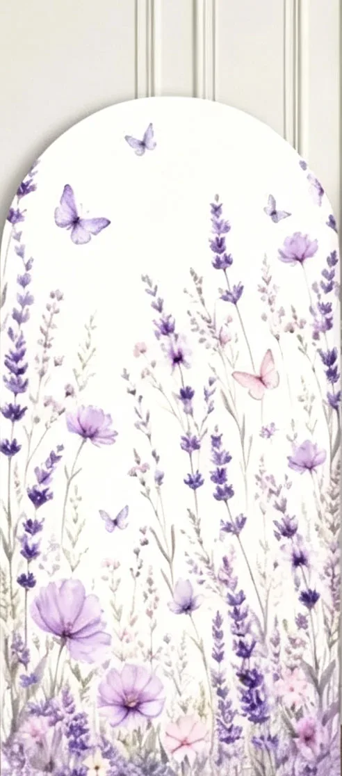 Custom 2-Side Purple Floral Baby Shower Arch Backdrop Cover Butterfly Diy Name Age Girl Birthday Party Decor Backdrop Photo