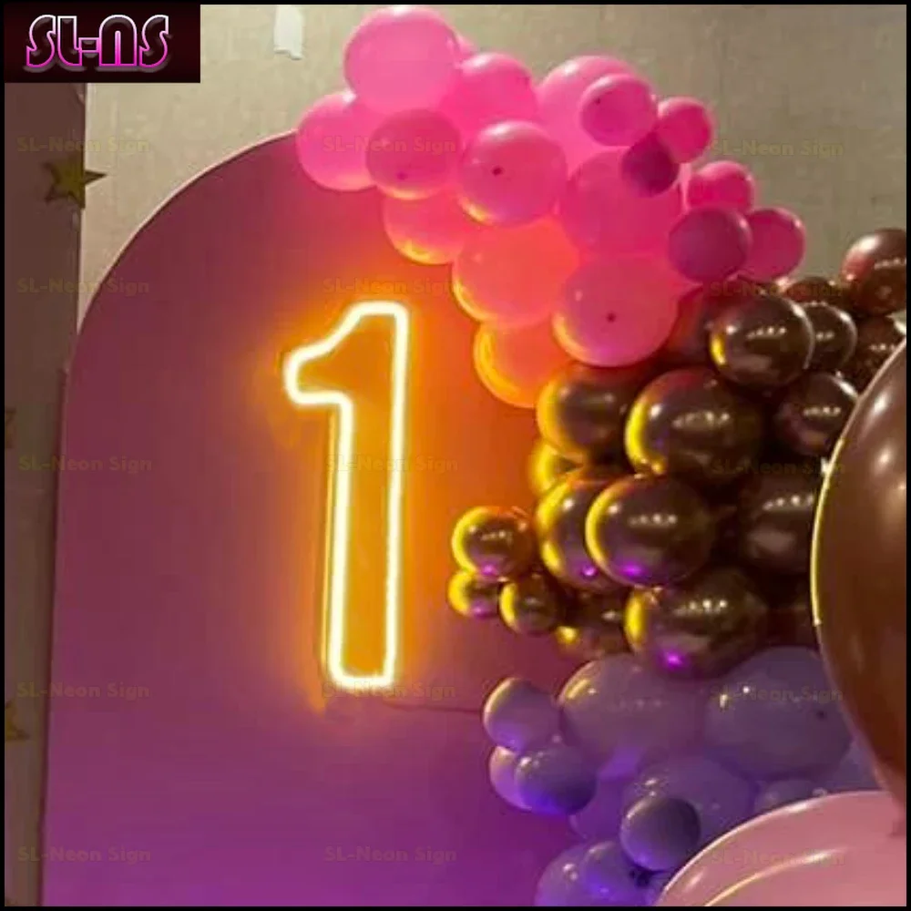 

Custom Number 1 2 3 4 5 6 7 8 9 0 Neon Signs for Wedding First Birthday Party Wall Decor LED Light Up Signs Numbers Lamp