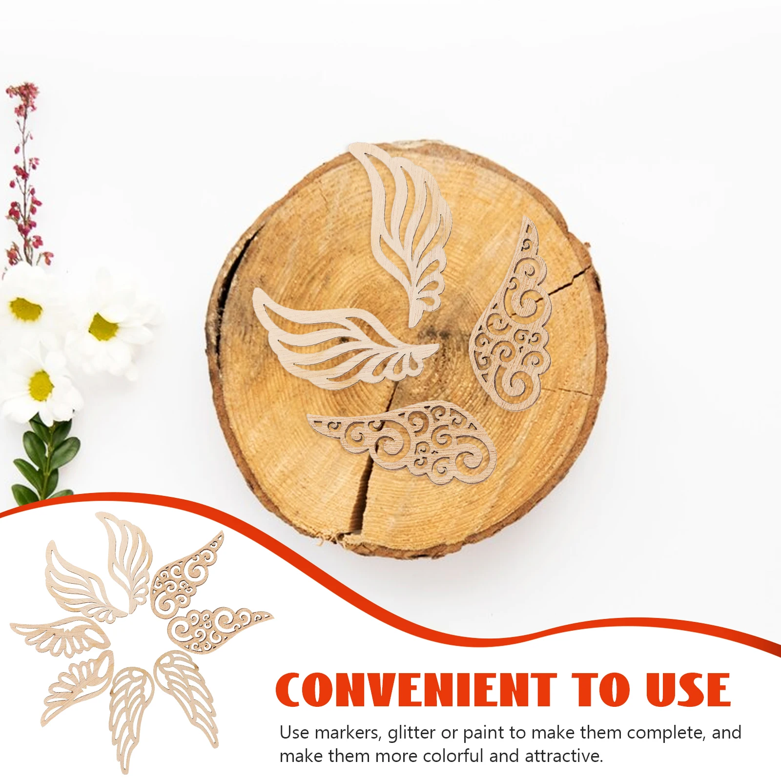 

40pcs Retro Wings Decor Wooden Cutouts For Diy Craft Painting Unfinished Angel Shape Hollow Out Slices Wood Craft Ornaments