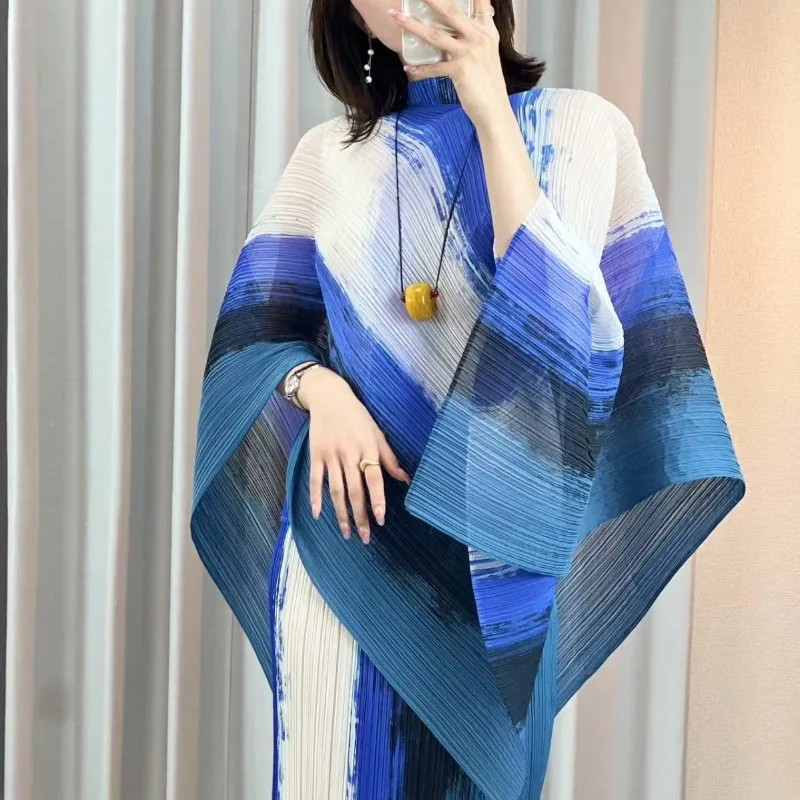 Japanese Pleated New Women Scarf  Fashion Designer Pullover Women's Medium-length Outwear Shawl Chiffon Shirt Wrinkle-Free