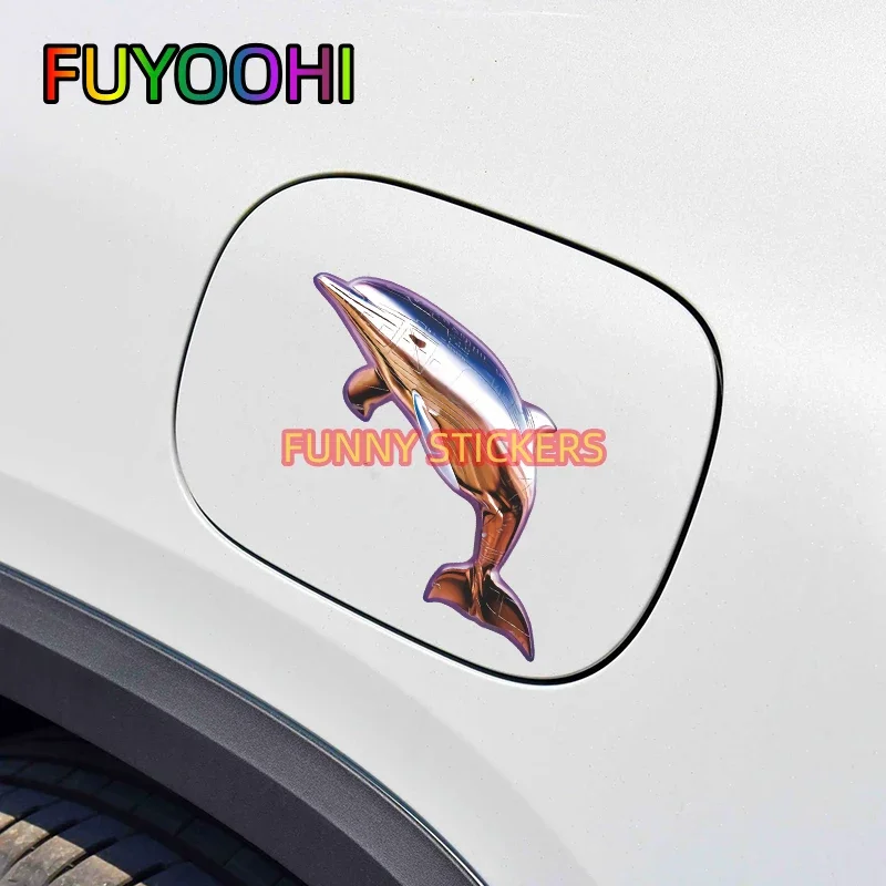 FUYOOHI Car Body Decoration Stickers with Scratches Blocking Little Dolphin Cute Cartoon Decals for Electric Vehicle Modifi