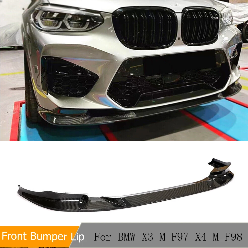 Car Front Bumper Lip Splitters for BMW X3M X4M 2019 - 2022 Real Carbon Fiber Front Bumper Lip Spoiler Splitters Guard