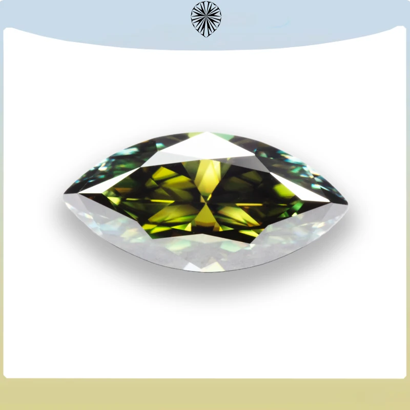 Moissanite Stone Natural Yellow Green Color Marquise Cut  Advanced Charms Jewelry Rings Earrings Making with GRA Certificate