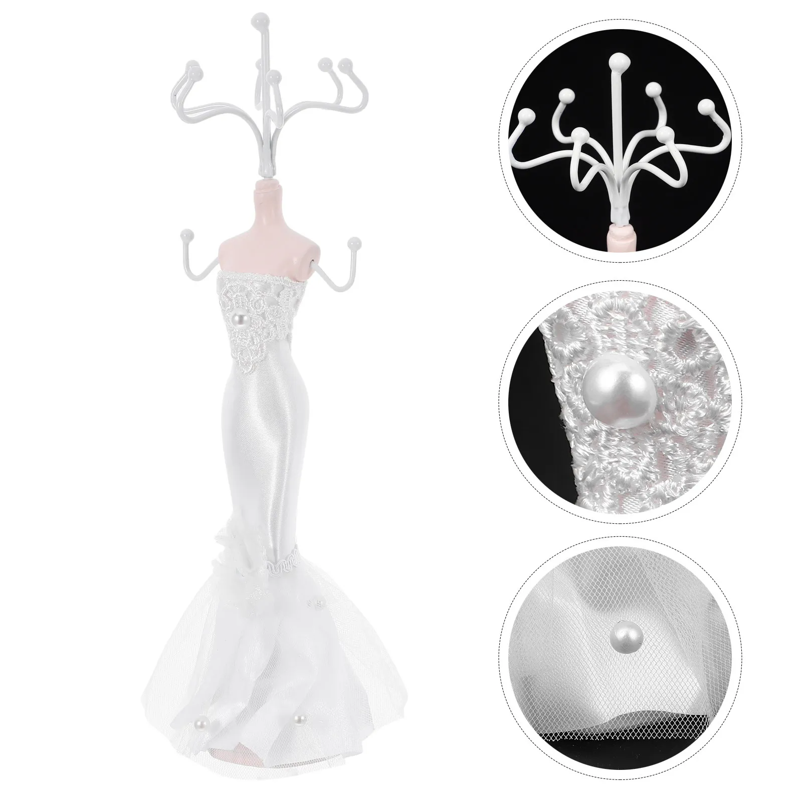 

Jewelry Mannequin Organizer White Stylish Jewelry Holder Bridal Necklace Display Rack Bracelet Ring Storage