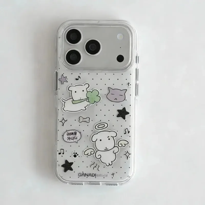 Koreanische Niedliche Großkopf-Welpen-Handyhülle mit Tupfen für iPhone 18 17 16 15 14 13 12 11 Pro Max 16e 17e Air X XR XS 7 8 Plus – Detail 2