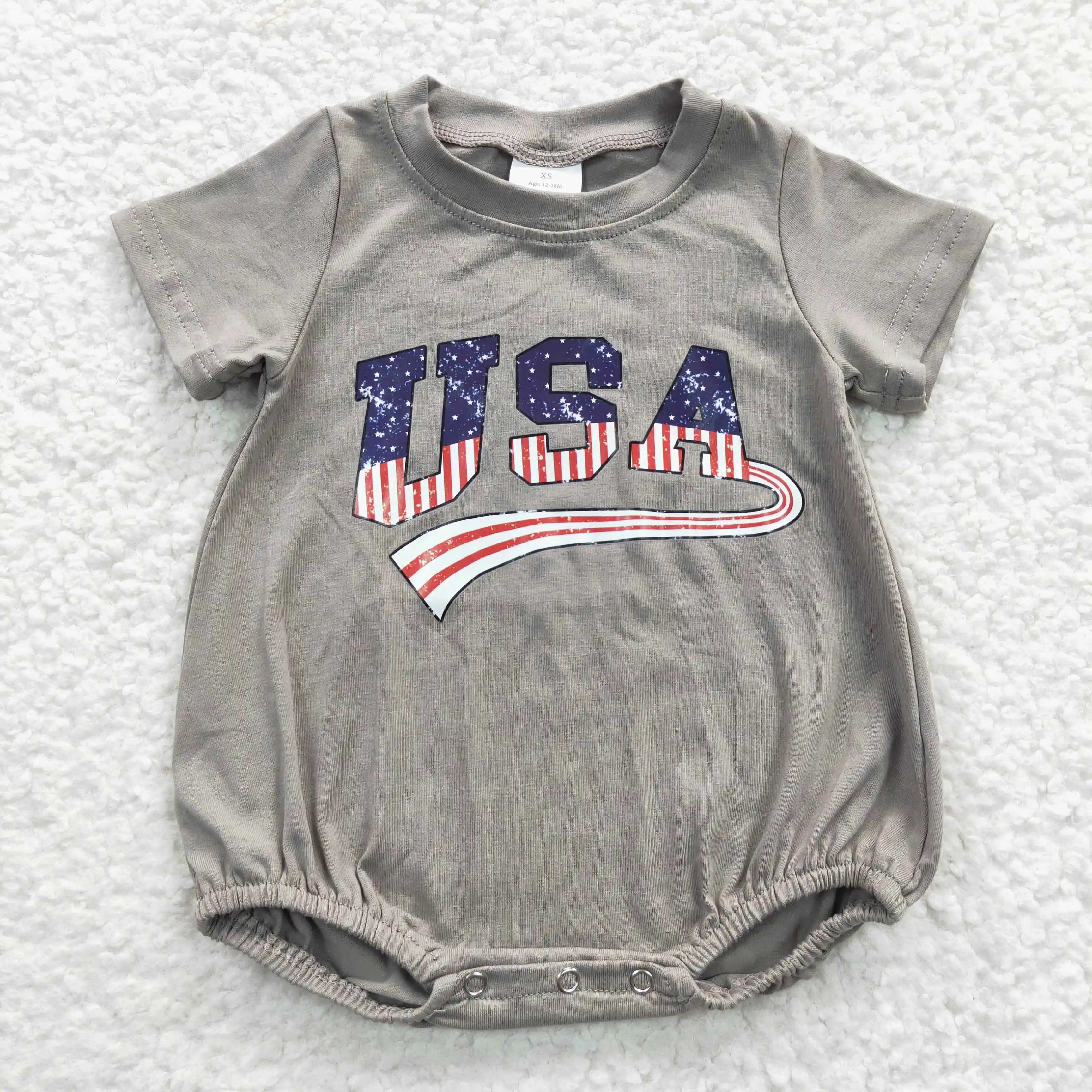 

SR0287 New baby one-sie clothes Short sleeve bull head print stitching cute onesie Comfortable 0-2 years old Baby boys clothing