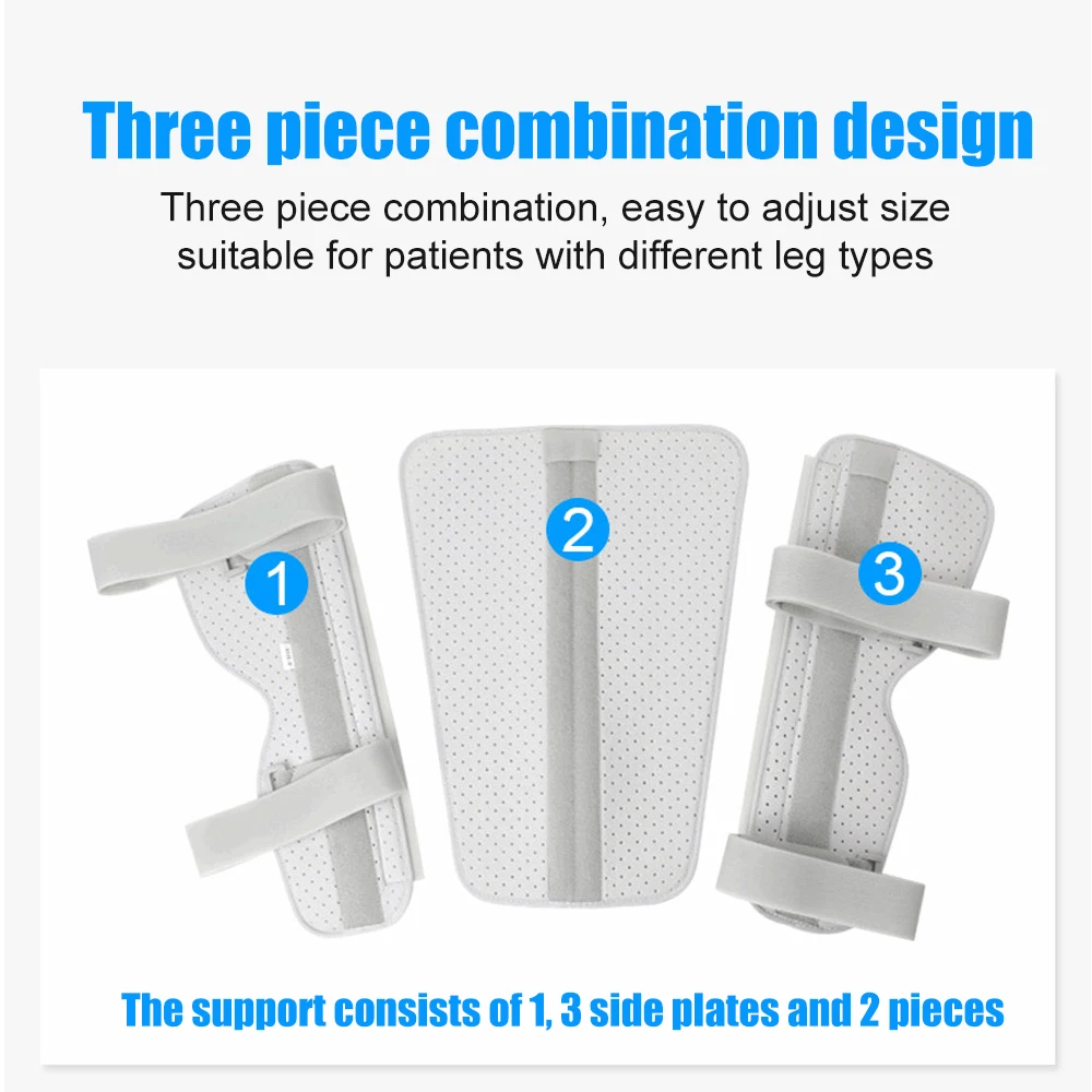 3-Panel Knee Immobilizer Full Leg Support Brace, Aluminum Alloy Straight Knee Splint - for Knee Fractures,ACL,MCL,Meniscus Tear