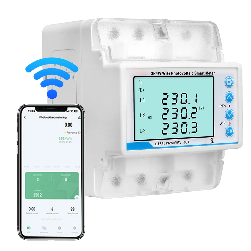 

Tuya WiFi 100A 3P4W Photovoltaic Meter Three Phase Recloser Switch Intelligent Reclosing Protector Limiting Circuit Breaker