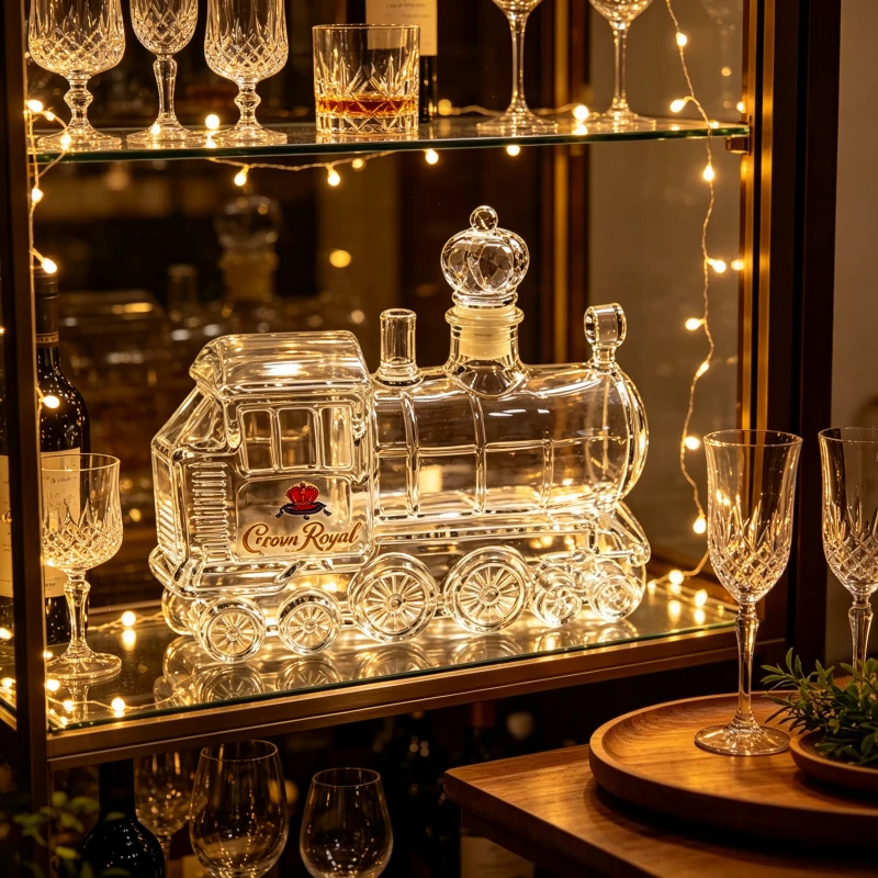 Creative Train Engine Glass Decanter 350ML Whisky Brandy Liquor Storage Bottle Unique Home Wine Cabinet DecorHoliday Gift ForMen