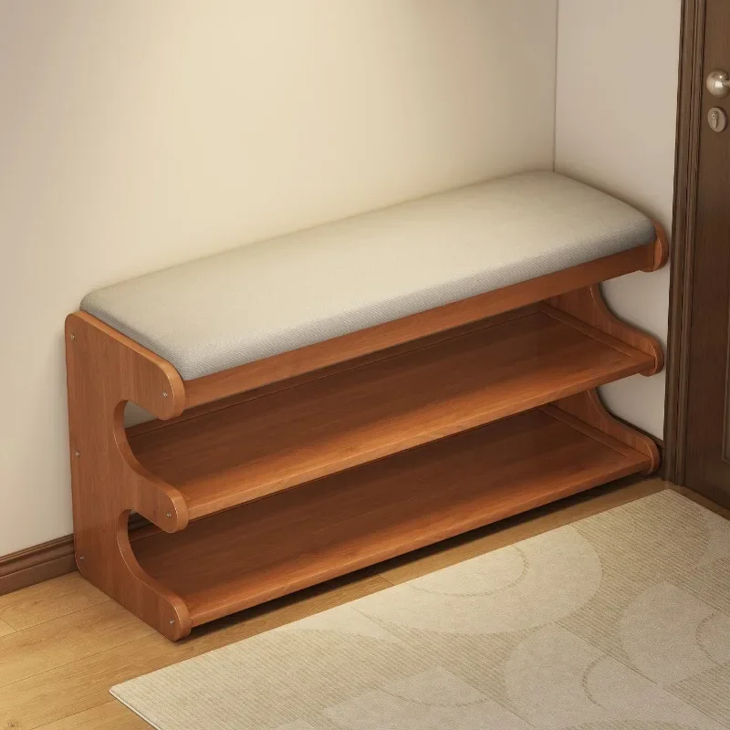 Entryway Bench with Storage, Modern Shoe Rack and Cushioned Seat, Multi-Layer Entry Organizer for Hallway and Home Foyer