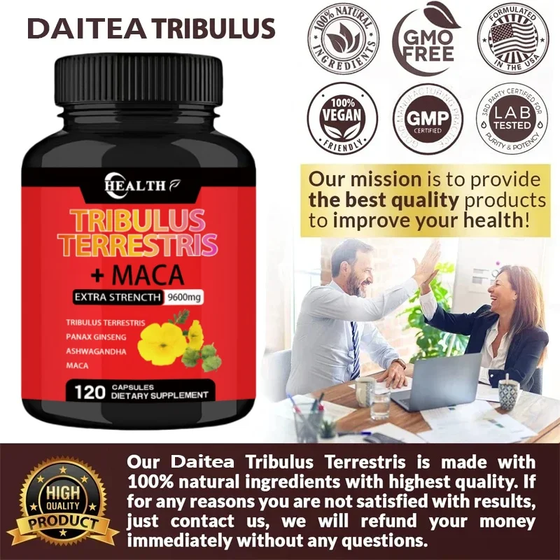 HEALTH Tribulus + Maca Extract Capsules - Extra Strength 9600 Mg - Energy, Endurance & Natural Energy Non-GMO