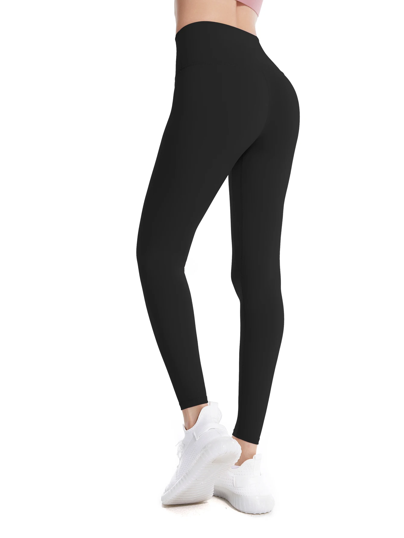 Naked Feel Crossover Leggings with Pocket Plus Size Seamless Peach Lift Black Legging Women High Waist Push Up Yoga Sport Tights