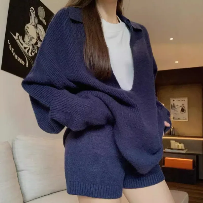 

Knitting Suit Casual Joker Autumn New U-neck Loose Slim Two-piece Suit