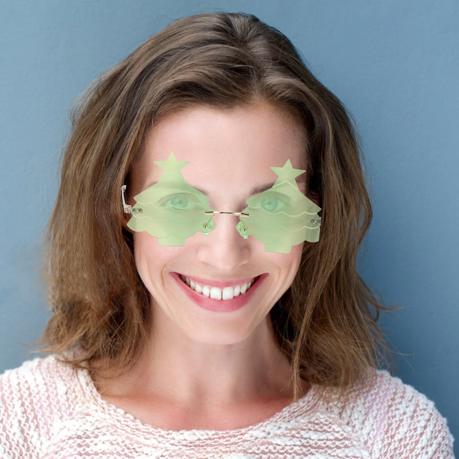 

Party Sunglasses Holiday Eyeglasses Creative Rimless Christmas Tree Glasses Photo Prop Fun Lightweight Portable Xmas Themed
