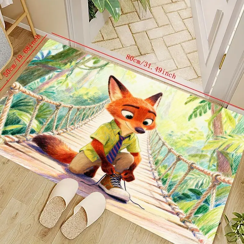 

1 шт. Disney Zootopia Nick Wilde Fox мультяшный напольный коврик, яркий коврик для зоны приключений в джунглях, противоскользящий моющийся коврик для K