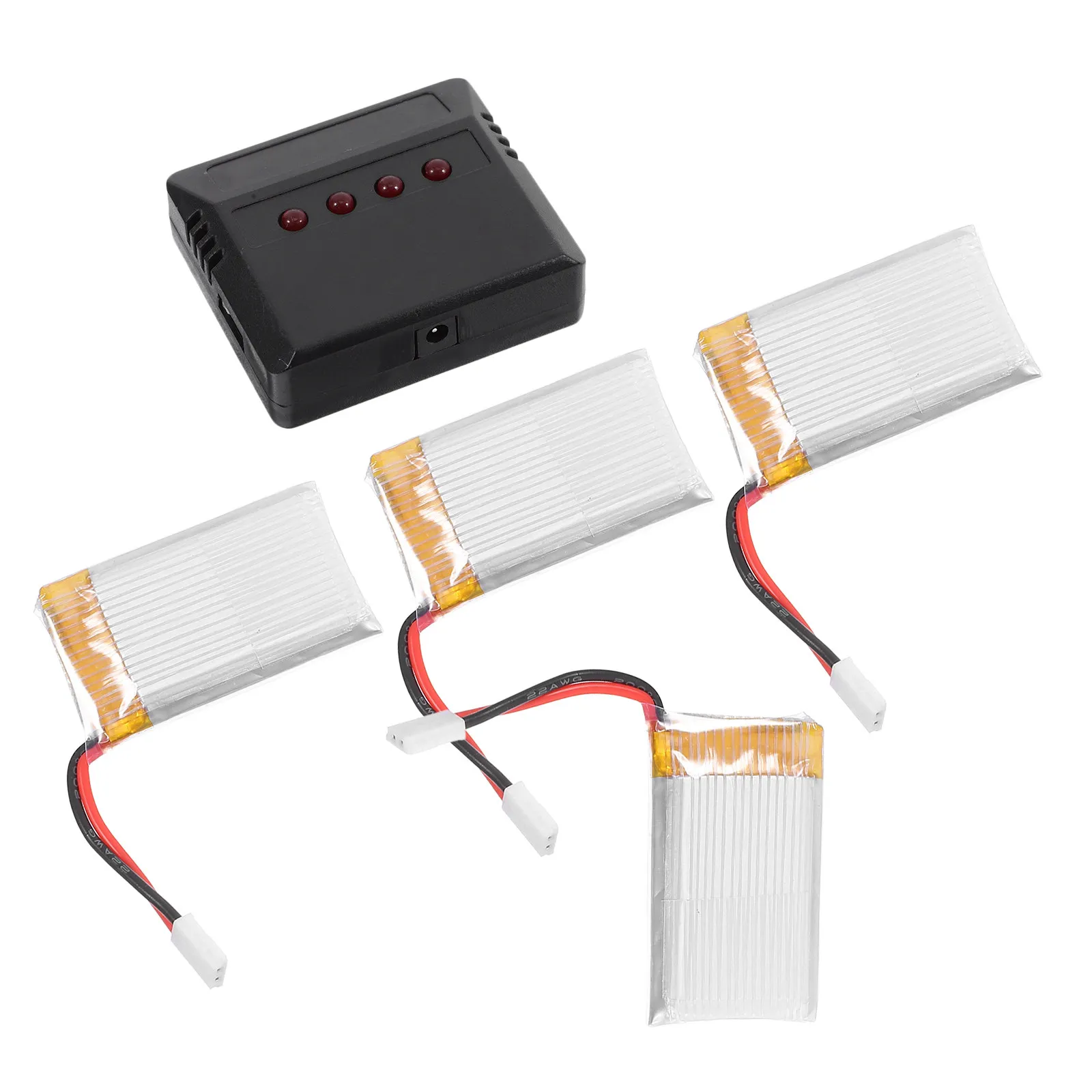 

4Pcs 3.7V 800mAh Lightweight Compact Lipo Battery Kit with Balance Charger for X5c X5sw H5c Cx-30C Quadcopter Spare