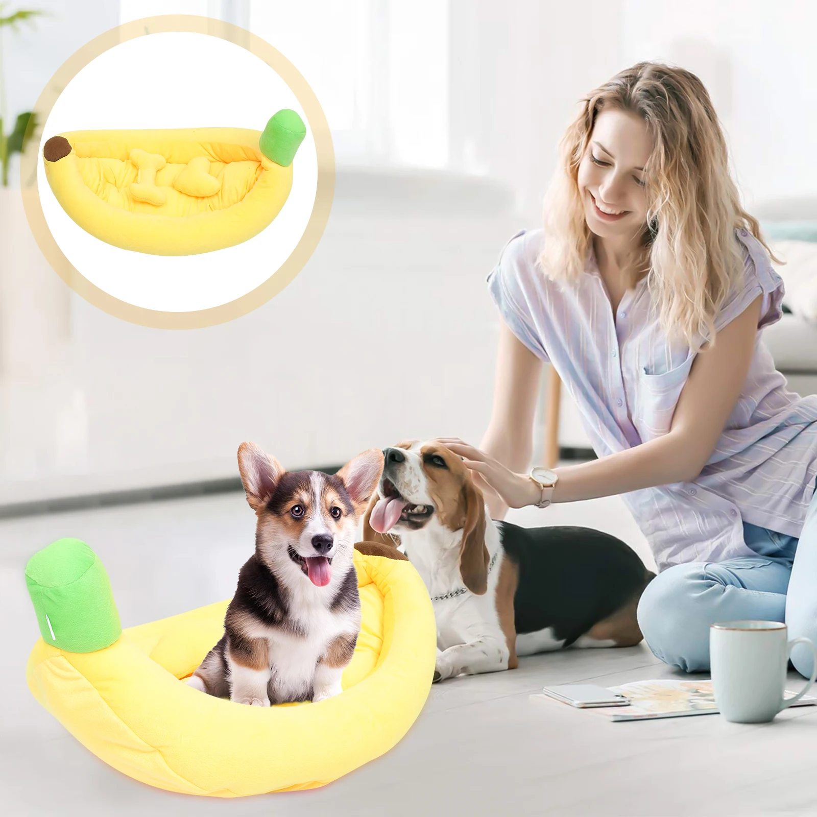 

Cartoon Banana Dog Kennel Pet Nest Supply Decorative Household Adorable Cat Accessory Warm Bed