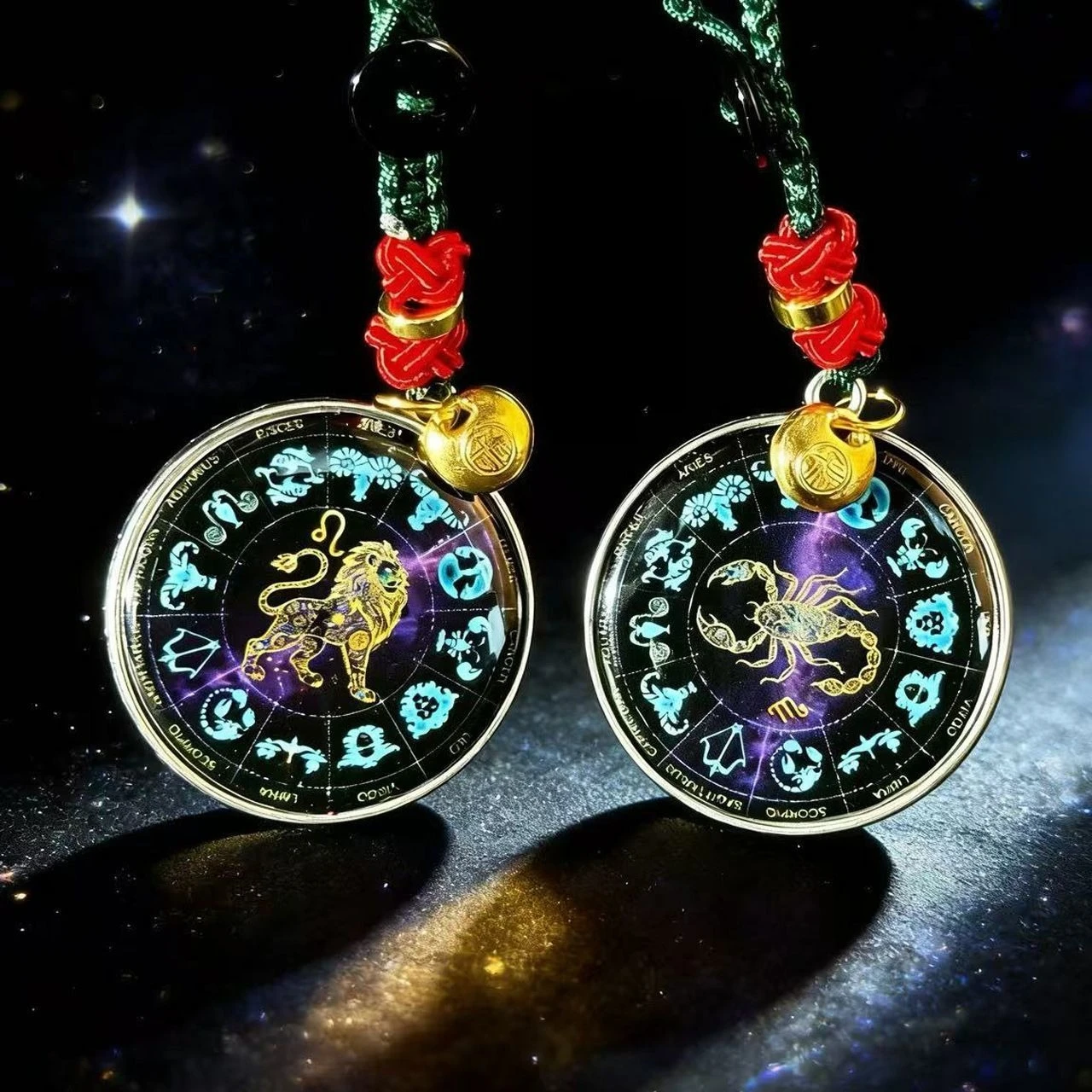 Twelve Constellations Guardian Compass Keychain Lucky Pendant with Lucky Bag Light Luxury Trend view 6