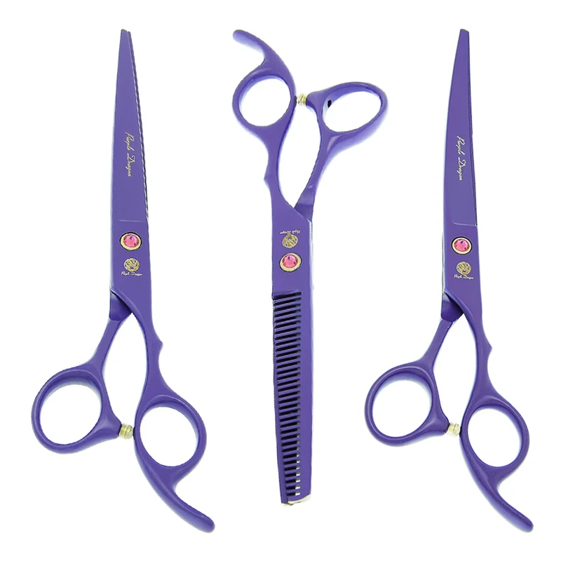 

Purple Dragon 7 inch Pet Grooming Scissors Japan Steel Dog Curved Hair Cutting Shears Thinning Clipper Animals Trimmers B0038B