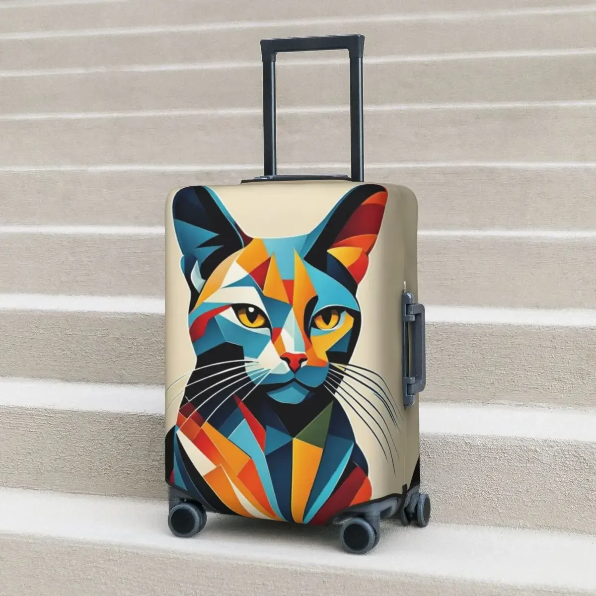 Cat Suitcase Cover Neo Fauvism Practical Travel Protector Luggage Case Vacation