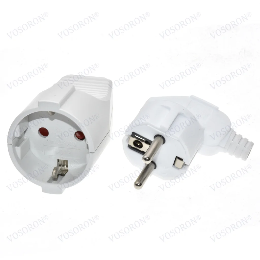 1pcs Rewirable EU Schuko Plug Socket, European Grounded 2 Pin Electrical Socket, Rewire Socket DIY Assembled