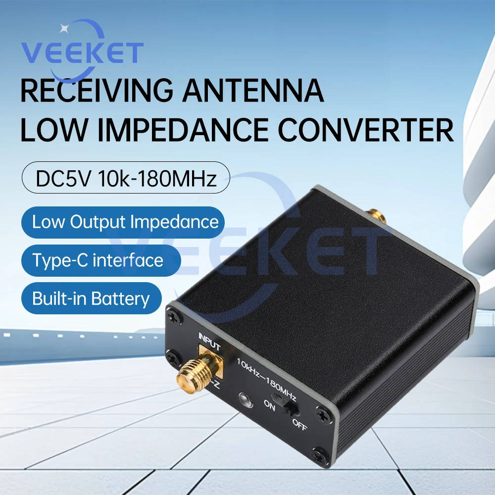 Type-C DC5V 10k-180MHz Receiving Antenna Low Impedance Converter with 10k-180MHz Donut WB Broadband Receiving Antenna