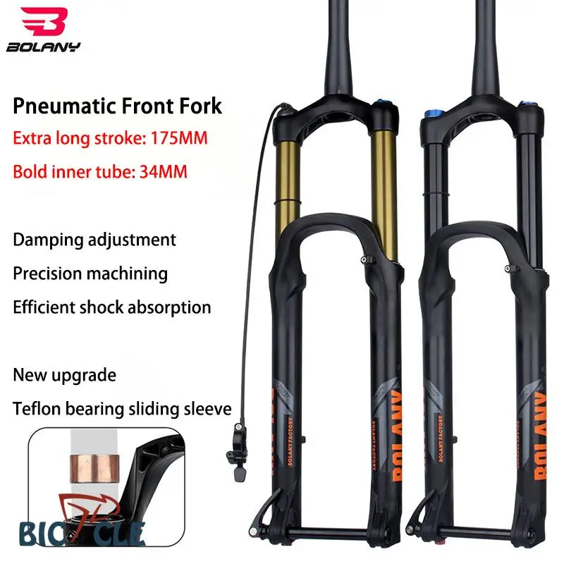 

BOLANY Bike Suspension Fork Bicycle Rebound Adjustment Suspension 175mm Travel MTB Fork XC DH AM Down Hill Thru Axle Boost Fork