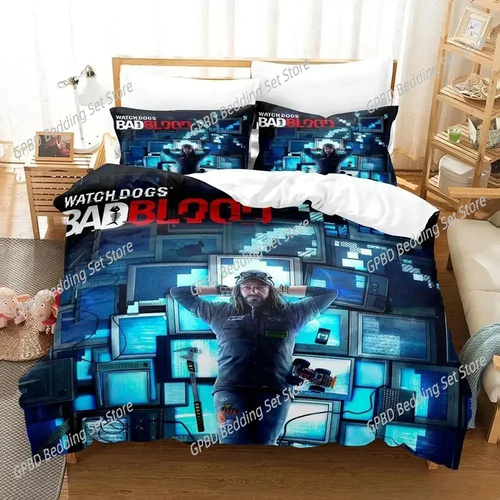 

3d Print Game Watch Dogs Bedding Set For Bedroom Soft Modern Bedspreads Comefortable Kids Duvet Cover Quilt Cover And Pillowcase