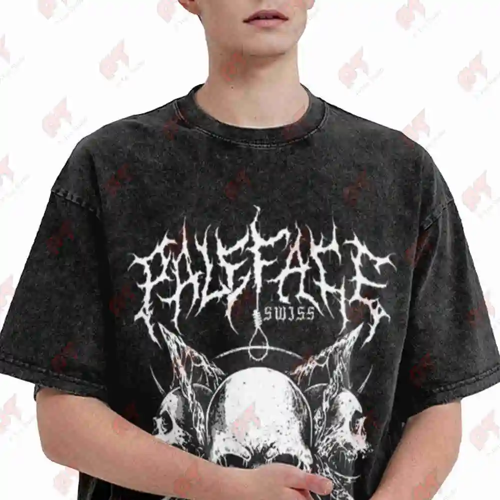 Paleface Swiss Skull Vintage Washed Tee Pure Cotton T-Shirt