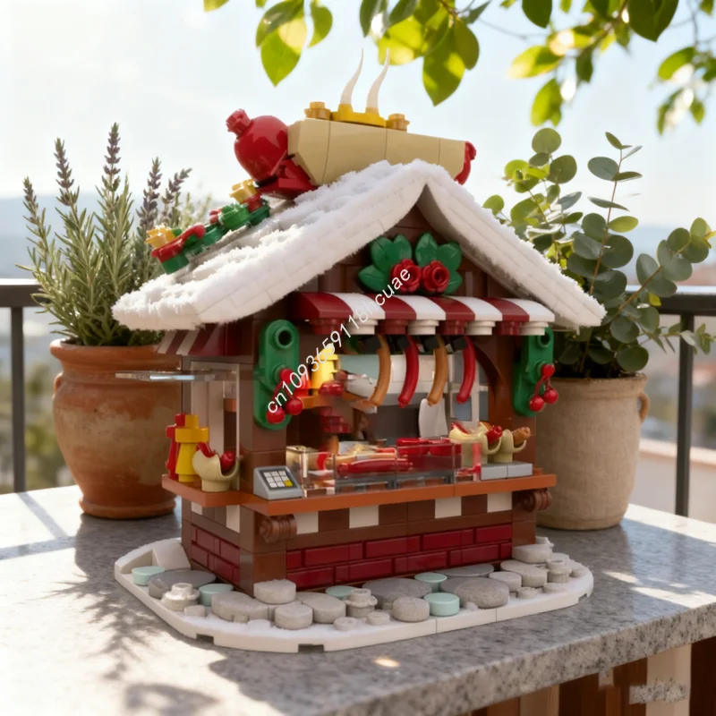 

398 шт. MOC Рождественская хот-дог Инструкции по столе, сезонная модель, строительные блоки, подарки, сборка игрушек «сделай сам», креативная идея, кирпич для детей