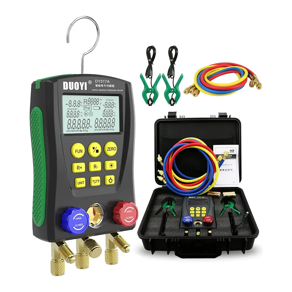 Dy517a Digital Hvac Vakuum Manometer Verteiler Kältemittel Manometer Set Temperatur Leckage Klimaanlage Tester Meter