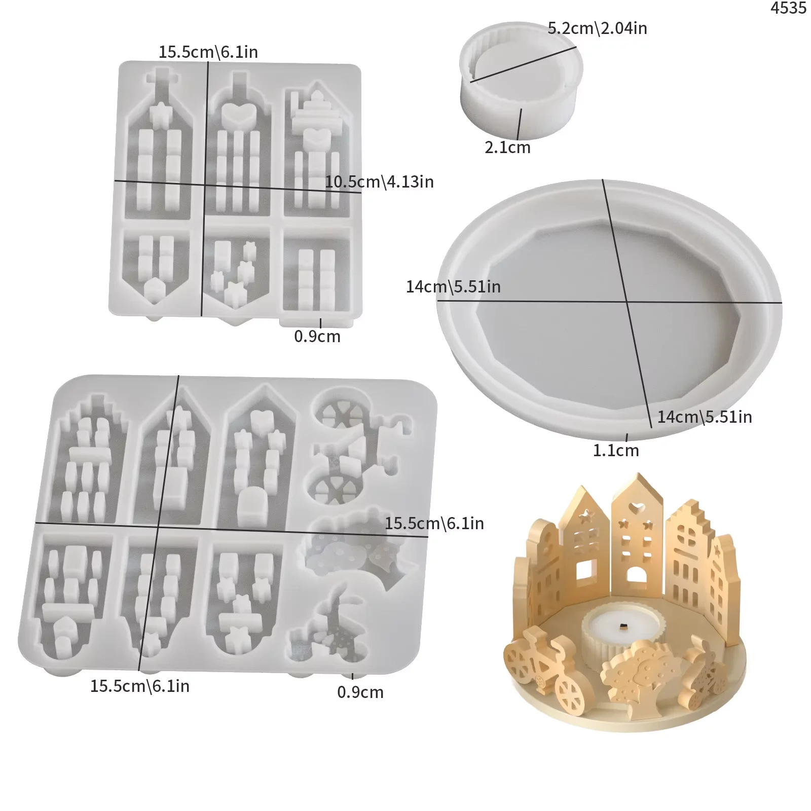

New Easter Hollow Castle House Silicone Mold - DIY Resin Candle Holder Base & Ornament Plug-in for Creative Holiday Decor Crafts