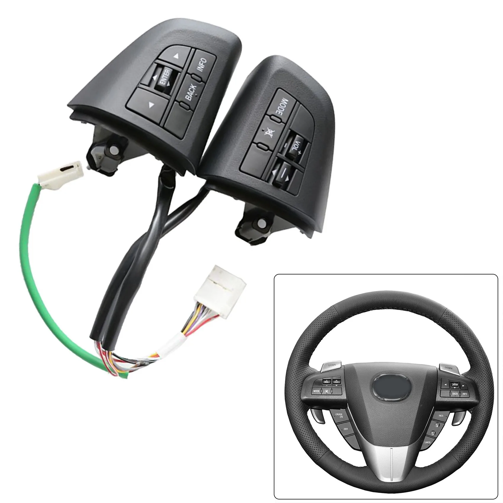 2Pcs Car Volume Mode Multi-Function Steering Wheel Switch Control Buttons for 3 5 -5 -7