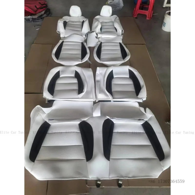 Customized Car Seat Covers Leather Car Accessories Waterproof Car Seat Protector 2015-2025 Full Set Luxury for Ford Mustang 9pcs