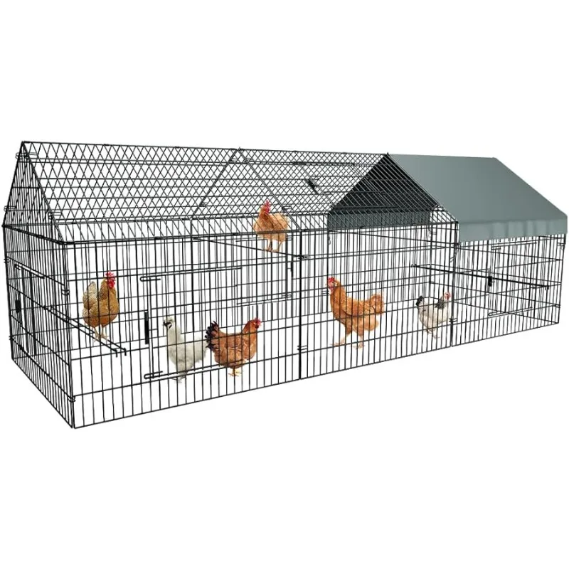 

Chicken Coop Chicken Run Pen for Yard with Co er 130"×40"×40" Outdoor Metal Portable Chicken Tractor Cage Enclosure Crate Outsid